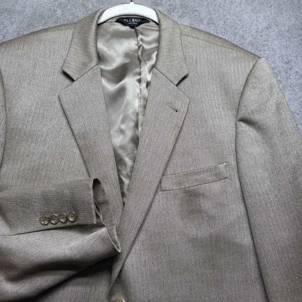 Jos A Bank mens beige camel‎ hair silk blazer sport coat classic fit 44R